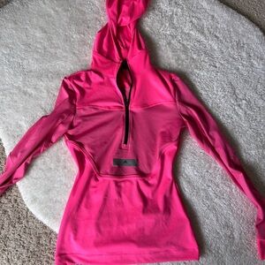 Adidas Pink Fitted Zippered Long Sleeve Hoodie